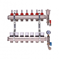 7 port manifold with pressure guage and auto air vent