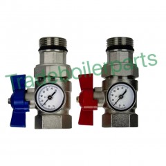 ball valves and temperature gauge for underfl